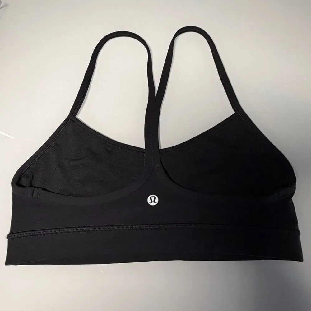 Lululemon Black Racerback Light Support Flow Y Bra Nulu Yoga Sports Bra Size 8 - Picture 2 of 5